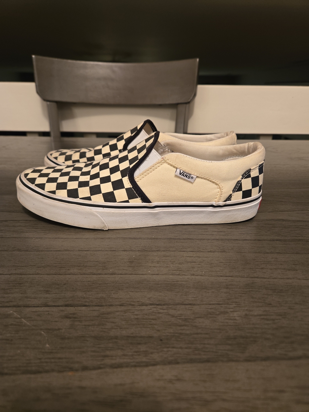 Vans Classic Slip-On Checkerboard Sneakers - Black & Cream